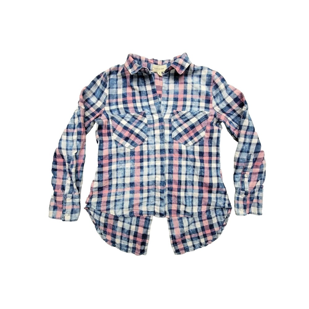 Anthropologie Shirt Cloth & Stone‎ Womens Button Up Plaid  Long Sleeve XS